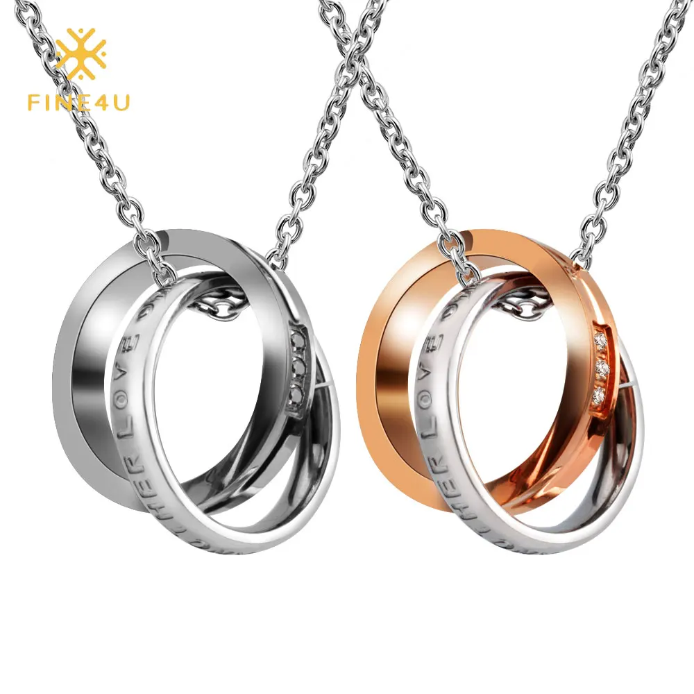 FINE4U N080 Zircons Couples Necklaces For Lovers 316L Stainless Steel Circle Pendants Necklaces For Couple Valentine's Day Gifts
FINE4U N080 Zircons Couples Necklaces For Lovers 316L Stainless Steel Circle Pendants Necklaces For Couple Valentine's Day Gifts