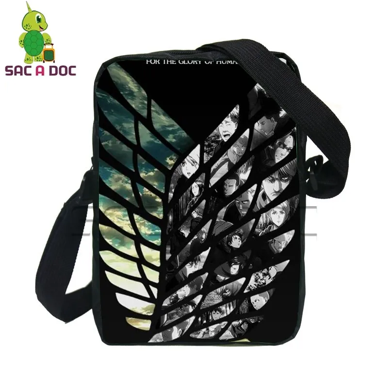 Women Men Mesenger Bag Anime Attack on Titan Eren Levi Printing Crossbody Bags for Kids Boys Girls School Bags Small Handbags
Women Men Mesenger Bag Anime Attack on Titan Eren Levi Printing Crossbody Bags for Kids Boys Girls School Bags Small Handbags