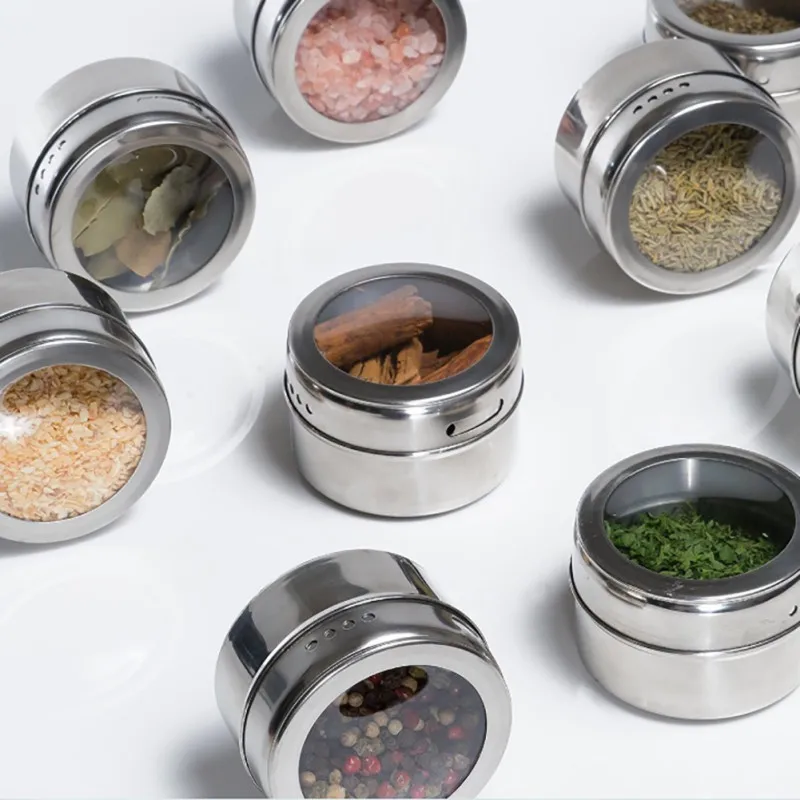 10pcs/set Clear Lid Magnetic Spice Tin Jar Stainless Steel Spice Sauce Storage Container Jars Kitchen Condiment Holder Houseware
10pcs/set Clear Lid Magnetic Spice Tin Jar Stainless Steel Spice Sauce Storage Container Jars Kitchen Condiment Holder Houseware