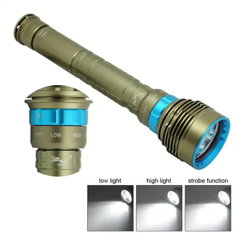 

New 10000 Lumen Underwater Flashlight 7x XM-L2 LED Scuba Diving Flashlight Diver Torch Light 26650 Lanterna With Battery Charger