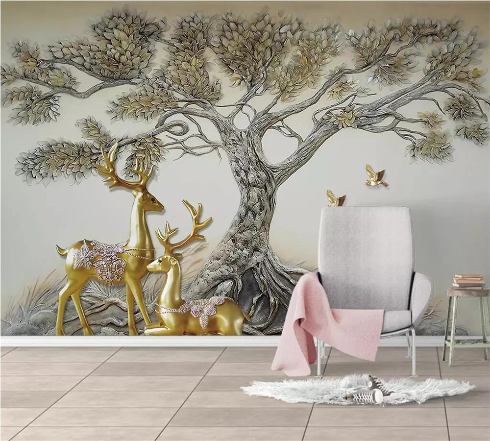 beibehang Custom wallpaper 3D stereo photo mural embossed big tree fortune deer background wall papers home decor 3d wallpaper
beibehang Custom wallpaper 3D stereo photo mural embossed big tree fortune deer background wall papers home decor 3d wallpaper