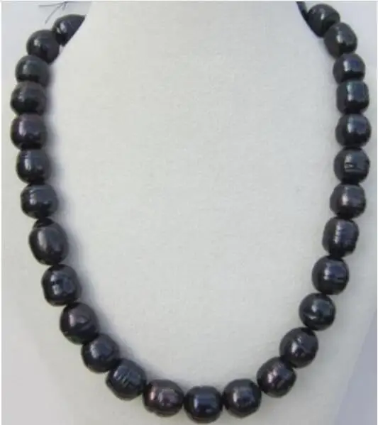 

NEW 11-13MM TAHITIAN BLACK BAROQUE NATURAL PEARL NECKLACE 18"