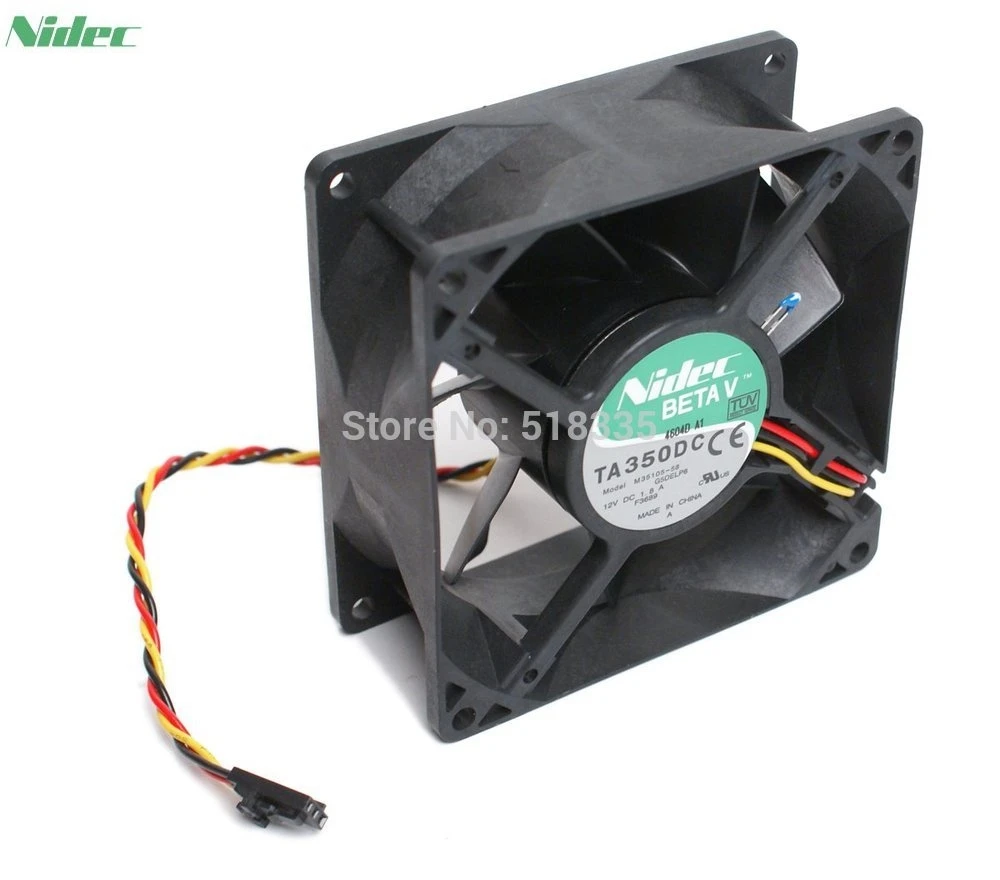For Nidec BetaV TA350DC M35105-58 Case Cooling Thermal Sensor Fan 12V 1.8A 3-Pin (3-Wire Lead) 90mm x 90mm x 38mm
For Nidec BetaV TA350DC M35105-58 Case Cooling Thermal Sensor Fan 12V 1.8A 3-Pin (3-Wire Lead) 90mm x 90mm x 38mm