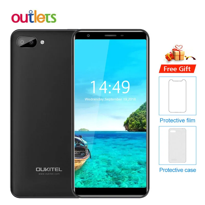 

Oukitel C11 5.5"HD 18:9 Android 8.1 1GB RAM 8GB ROM Smartphone MTK6580A Quad Core 5MP+2MP/2MP 3400mAh 3G Mobile Phone