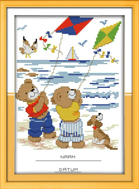 The bears flying their kites Printed Canvas DMC Counted Chinese Cross Stitch Kits printed Cross-stitch set Embroidery Needlework 
The bears flying their kites Printed Canvas DMC Counted Chinese Cross Stitch Kits printed Cross-stitch set Embroidery Needlework