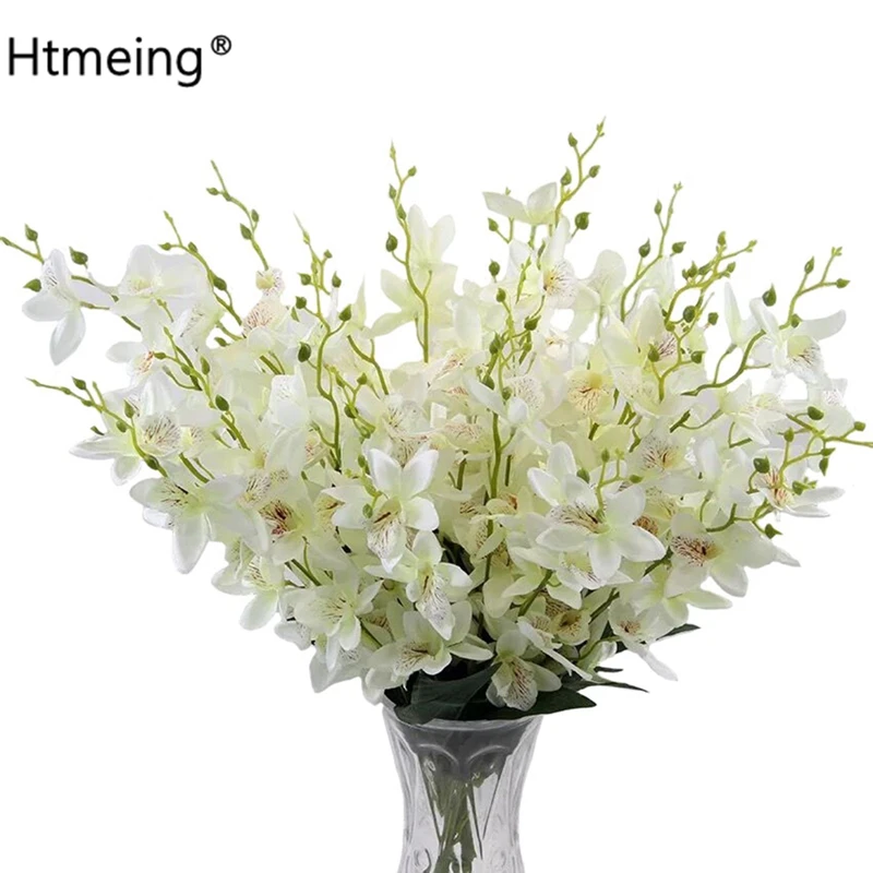 Butterfly Orchid Silk Leaf Fake Flowers Home Wedding Party Decor Artificial