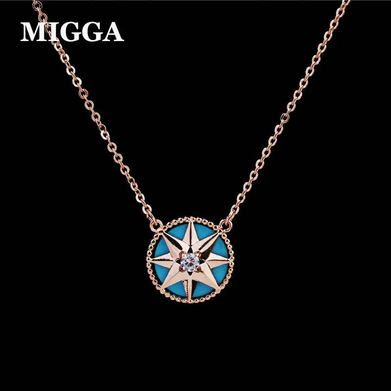 MIGGA Delicate Single Zircon Crystal Round Blue Charm Star Necklace for Women Rose Gold Color Choker Chain
MIGGA Delicate Single Zircon Crystal Round Blue Charm Star Necklace for Women Rose Gold Color Choker Chain