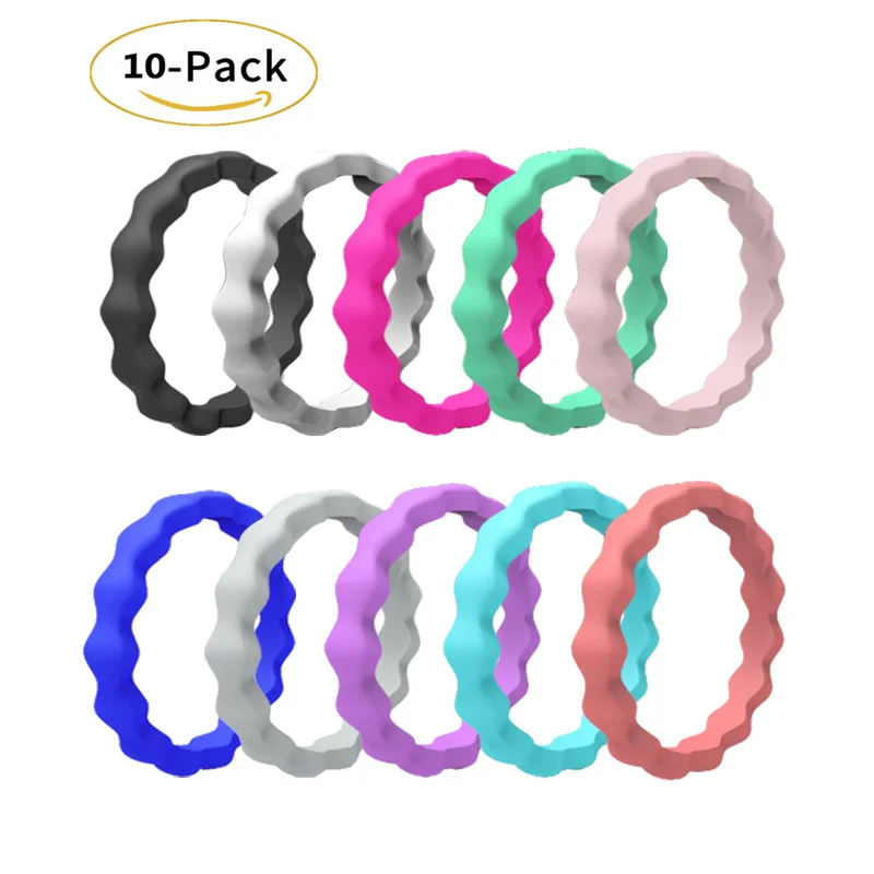10pcs/set Wavy Silicone Rings Flexible Couple Wedding Engagement Rubber Finger Ring Food Grade Environmental Silicona 3mm Width
10pcs/set Wavy Silicone Rings Flexible Couple Wedding Engagement Rubber Finger Ring Food Grade Environmental Silicona 3mm Width