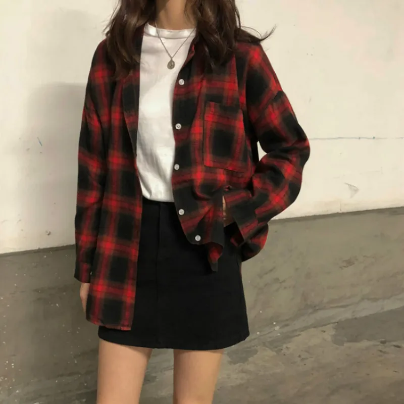 Spring Autumn Retro Plaid Shirts Women Korean Chic Drop Shoulder Long Sleeve Streetwear Blouses Student All Match Ullzang Blusa
Spring Autumn Retro Plaid Shirts Women Korean Chic Drop Shoulder Long Sleeve Streetwear Blouses Student All Match Ullzang Blusa