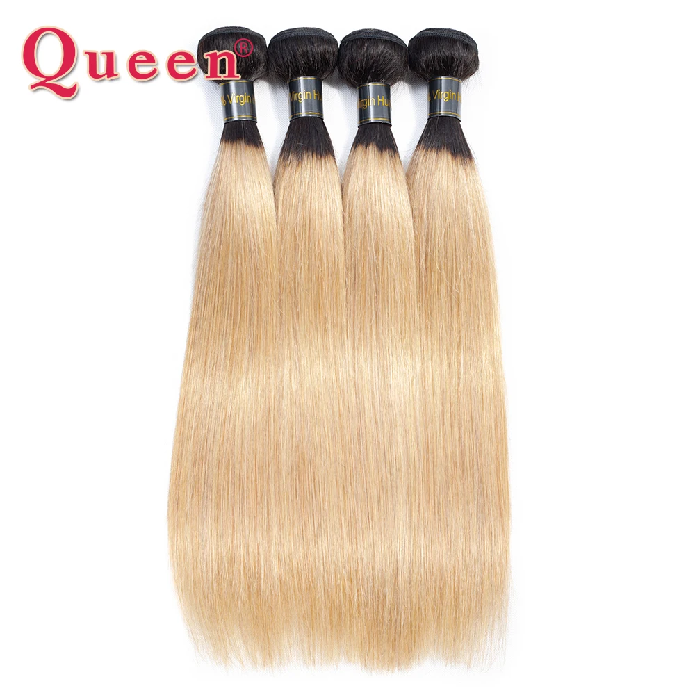 

Straight Hair Bundles Peruvian 2 Tone 1B/27 Blonde 1/3/4 PCS Hair Weaving Remy Human Hair Weave Extension For Women Queen Hair