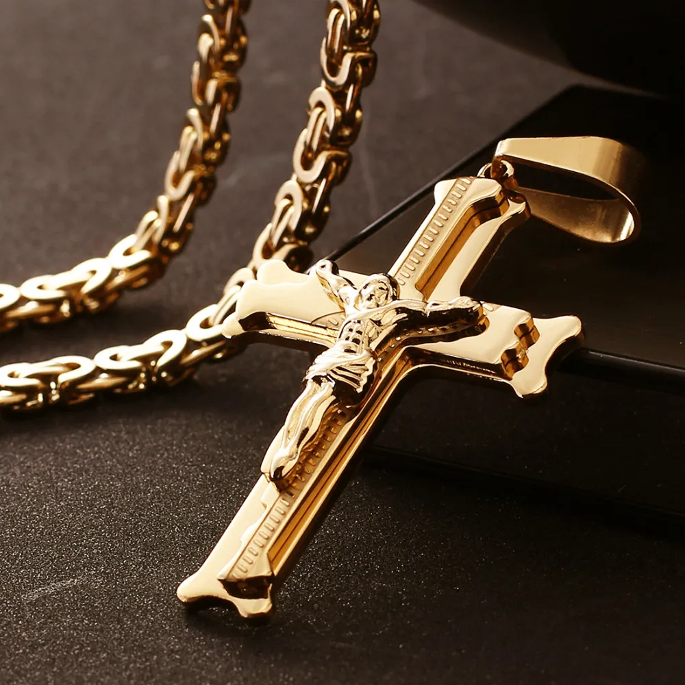 Stainless Steel Jesus Cross 21.65" Pendant Necklace 9mm Link Byzantine Chain Choker Necklaces Men lima peru Popular necklace
Stainless Steel Jesus Cross 21.65" Pendant Necklace 9mm Link Byzantine Chain Choker Necklaces Men lima peru Popular necklace