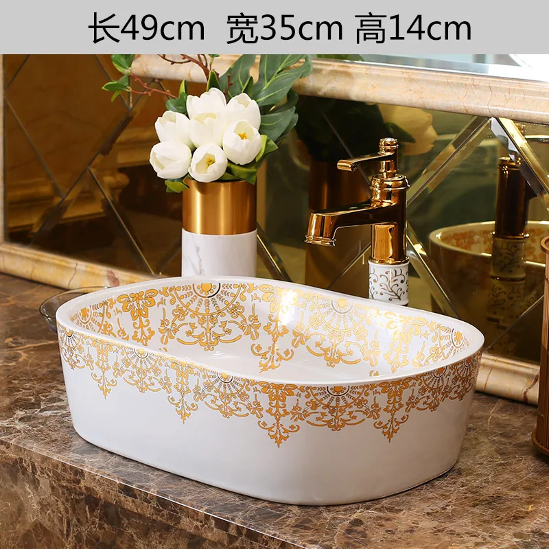 Oval Europe Style Handmade Countertop Basin Bathroom Sink Ceramic wash basin porcelain ceramic laundry sinks (10)