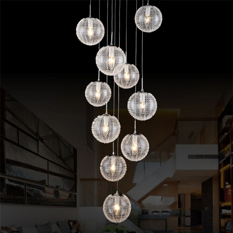 Contemporary Glass Silver Ball Long Chandelier Elegant Staircase Hotel Decoration
Contemporary Glass Silver Ball Long Chandelier Elegant Staircase Hotel Decoration