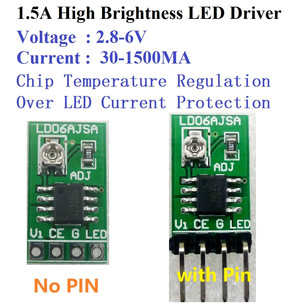 DC 3-6V 30-1500mA Adjustable LED Driver PWM Controller DC-DC Constant Current Converter
DC 3-6V 30-1500mA Adjustable LED Driver PWM Controller DC-DC Constant Current Converter