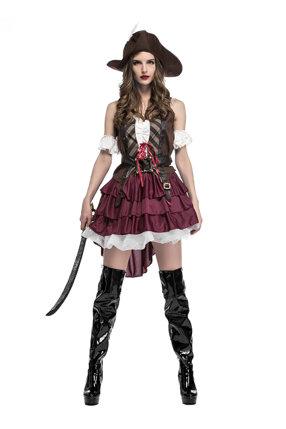 Deluxe Adult Womens Pirate Black Vest Bodice Buccaneer Costume Accessory