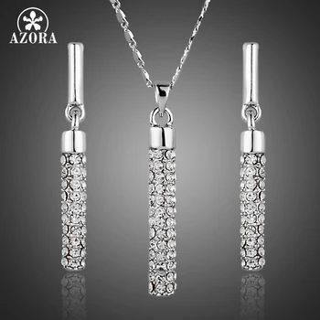 AZORA Elegant Clear Stellux Austrian Crystals Paved Drop Earrings and Pendant Necklace Jewelry Sets TG0216
AZORA Elegant Clear Stellux Austrian Crystals Paved Drop Earrings and Pendant Necklace Jewelry Sets TG0216