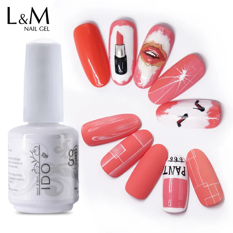 1pc IDO Gelpolish Soak Off Coral Color Gel Polish UV LED Varnish Summer Trend 15ml Non Toxic Nail Manicure | Красота и здоровье