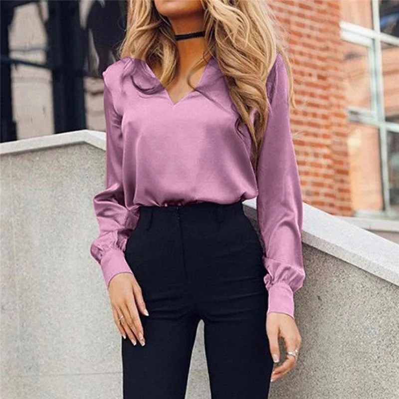Fashion Women Sexy V-neck Blouse Solid Long Sleeve Shirts Elegant Office Lady Blouses Tops Sexy Top Shirt Autumn Lady Shirt
Fashion Women Sexy V-neck Blouse Solid Long Sleeve Shirts Elegant Office Lady Blouses Tops Sexy Top Shirt Autumn Lady Shirt
