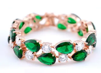 

Emmaya Rose/White Gold Color Mona Lisa Multicolor Bule Green Cubic Zircon Bracelets Bangles Luxury Wedding Bracelet Women Gift