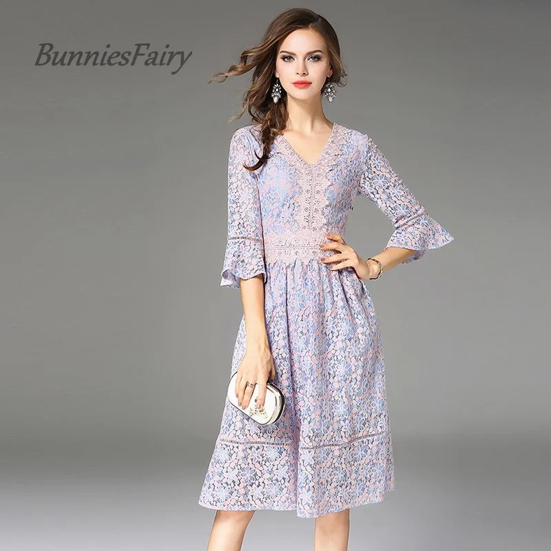 BunniesFairy 2017 Autumn European and American Station Three Quarter Sleeve V Neck Slim Lace Dress Femininos Robe Vestidos
BunniesFairy 2017 Autumn European and American Station Three Quarter Sleeve V Neck Slim Lace Dress Femininos Robe Vestidos