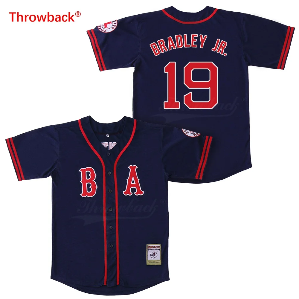 

Throwback Jersey Men's Boston Jersey 19 Bradley Jr. Baseball Jerseys Colour Red White Grey Green Blue Free Shipping