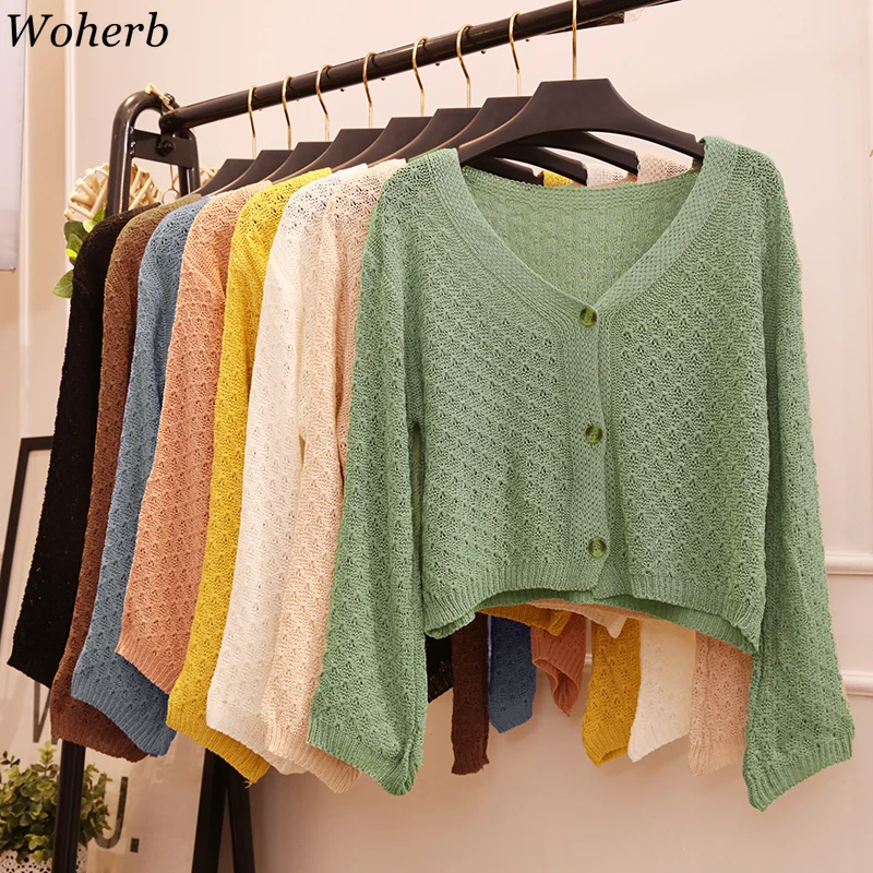 Woherb 2019 Summer Thin Knitted Cardigan Women Casual Sunscreen Coat Korean Modis Crop Sweater Ladies Tricot Jumper Outwear
Woherb 2019 Summer Thin Knitted Cardigan Women Casual Sunscreen Coat Korean Modis Crop Sweater Ladies Tricot Jumper Outwear