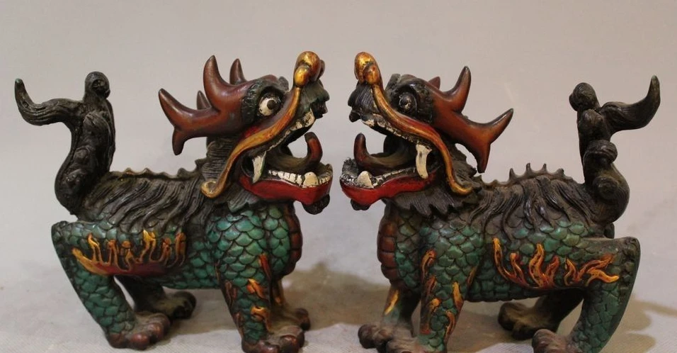 China resin carving fengshui Evil spirits beast Kirin Unicorn Kylin Pixiu statue