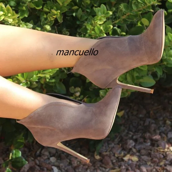 Chic U-shape Instep Pointed Toe Ankle Boots Women Sexy Grey Velvet Stiletto Heel Sandal Booties Trend Fashion Dress Shoes
Chic U-shape Instep Pointed Toe Ankle Boots Women Sexy Grey Velvet Stiletto Heel Sandal Booties Trend Fashion Dress Shoes