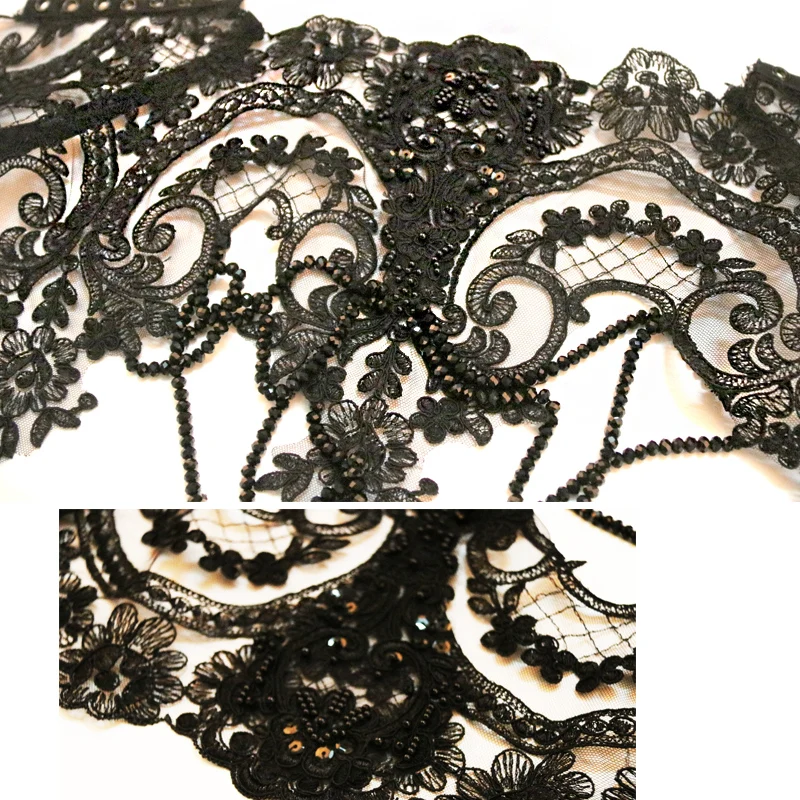 Black Victorian Handmade Beading Gothic Neck Corset Adjustable Halloween Costumes 2018 (5)