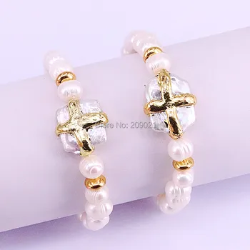 6Pcs New Arrival Gold Color Natural Pearl Spacer with Nature White Pearl Beaded Bracelet Fashion Bangle for Women Jewelry
6Pcs New Arrival Gold Color Natural Pearl Spacer with Nature White Pearl Beaded Bracelet Fashion Bangle for Women Jewelry