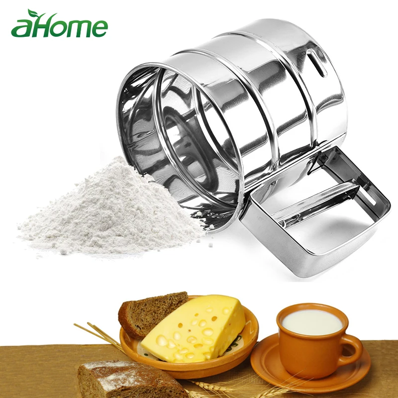 

Semi-automatic Flour Sieve Cup Hand-held 304 Stainless Steel Powder Sugar Flour Sieve Baking Tools Pastry Tools Kitchen Gadgets