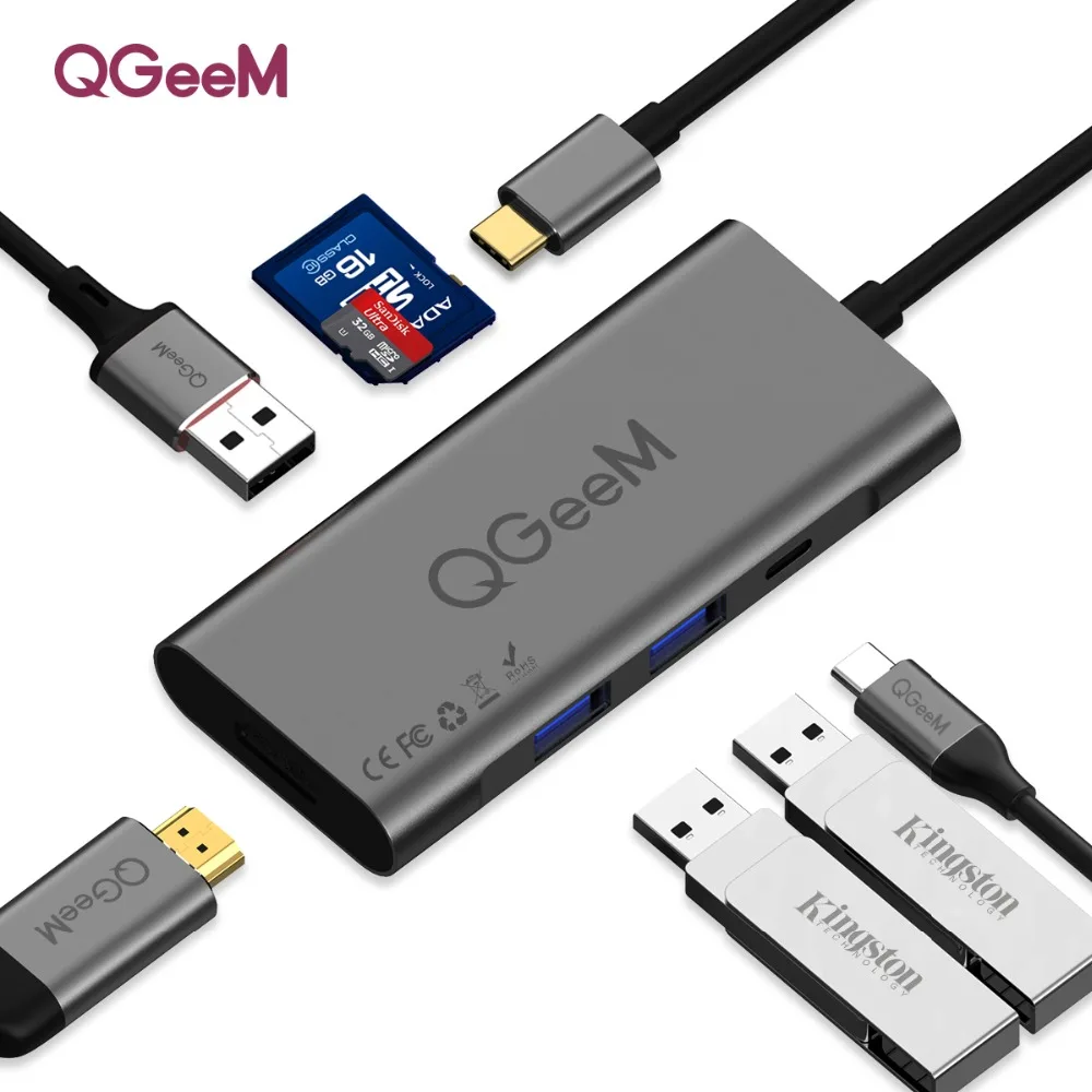 QGeeM USB C HUB HDMI Type-C HUB To Hdmi USB 3.0 Thunderbolt 3 Card Reader For Macbook 2018 mate20 P30 glaxy S9 S10 USB C HUB
QGeeM USB C HUB HDMI Type-C HUB To Hdmi USB 3.0 Thunderbolt 3 Card Reader For Macbook 2018 mate20 P30 glaxy S9 S10 USB C HUB