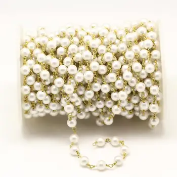 6mm,Smooth White Glass Pearl Round Shape Beads for Chains Bracelet,Wire Wrapped Brass Links Rosary Fashion Necklace Jewelry Craf
6mm,Smooth White Glass Pearl Round Shape Beads for Chains Bracelet,Wire Wrapped Brass Links Rosary Fashion Necklace Jewelry Craf