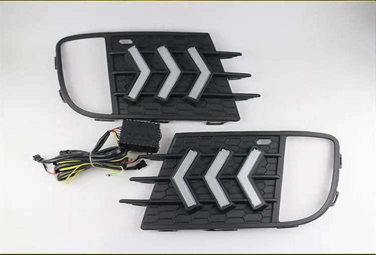 Qirun led drl daytime running light for Volkswagen Tiguan with Dynamic moving yellow turn signal and blue night running light
Qirun led drl daytime running light for Volkswagen Tiguan with Dynamic moving yellow turn signal and blue night running light