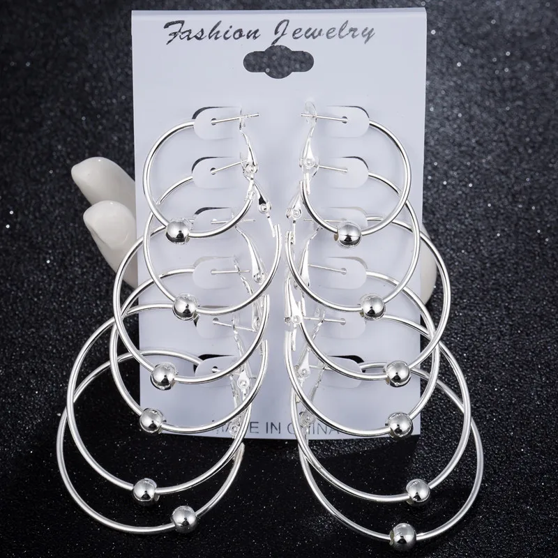 6 Pairs / Set new boho Big Round Circle Hoop Earring Fashion ball pendant brincos Women oorbellen Bijiox statement earrings
6 Pairs / Set new boho Big Round Circle Hoop Earring Fashion ball pendant brincos Women oorbellen Bijiox statement earrings