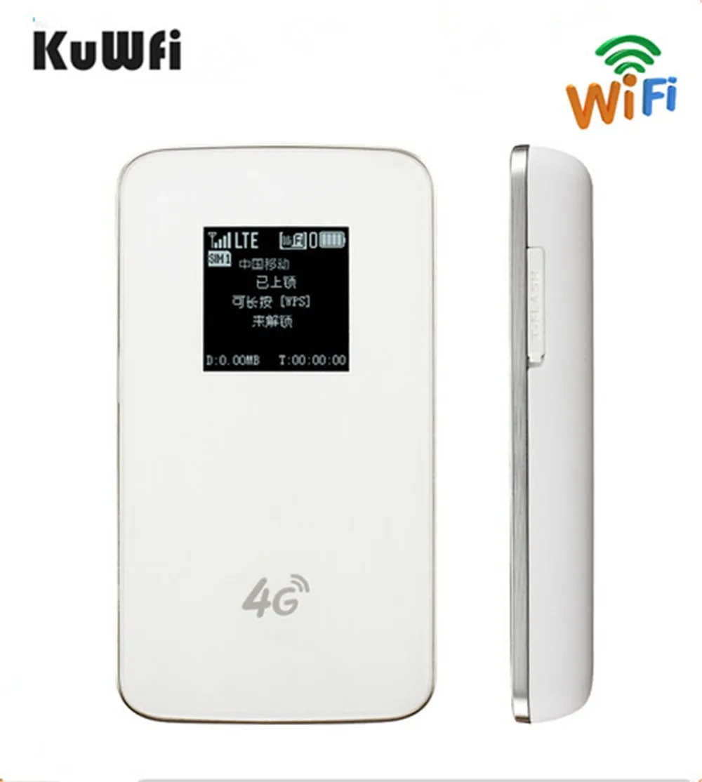 KuWfi разблокирована 4G Беспроводной маршрутизатор карман LTE Wi Fi модем 4100 mAh Мощность