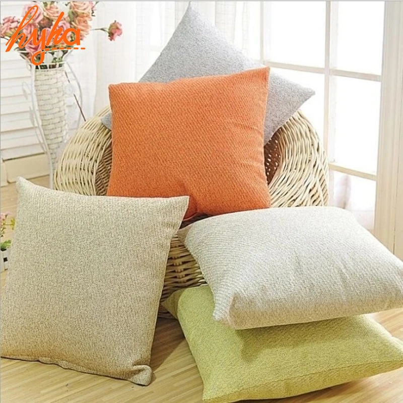 Image Pillow Case Solid Red Purple Cotton Linen Waist Pillow Cushion Case Cover Car Sofa Seat Chair Pillowcase Home Textile