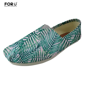 

FORUDESIGNS Tropical Plants Fashion Female Flats Shoes Casual Women Lazy Loafers Shoes Woman Super Light Canvas Shoes for Girls