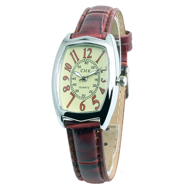 Ретро Tonneau женские кварцевые часы классические Reloj кожаный ремешок наручные
