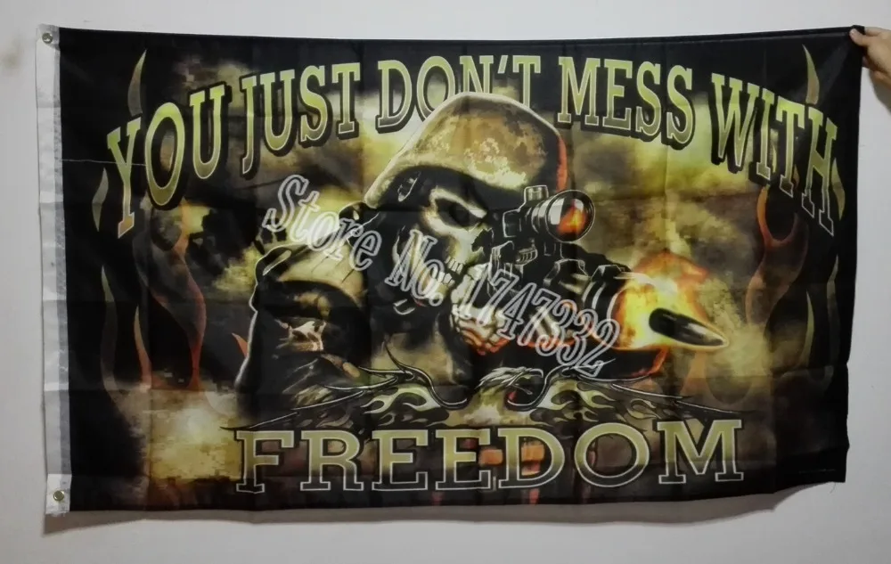 Motorcycle Club Skull YOU JUST DON'T Mess With Freedom Flag hot sell goods 3X5FT 150X90CM Banner brass metal holes
Motorcycle Club Skull YOU JUST DON'T Mess With Freedom Flag hot sell goods 3X5FT 150X90CM Banner brass metal holes