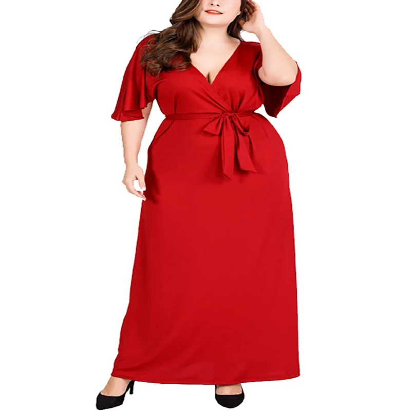 Summer new plus-size ladies dress 5XL 6XL 7XL fashion sexy deep V-neck high waist shawl sleeve belt dress.
Summer new plus-size ladies dress 5XL 6XL 7XL fashion sexy deep V-neck high waist shawl sleeve belt dress.