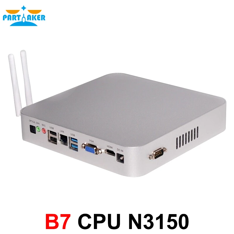 Partaker B7 Intel Celeron N3150 Quad Core Fanless Mini Industrial Desktop PC with 2*RS232 and 300M WIFI
Partaker B7 Intel Celeron N3150 Quad Core Fanless Mini Industrial Desktop PC with 2*RS232 and 300M WIFI