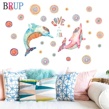 Romantic Cartoon Couple Dolphins Wall Stickers Love Home Decor for Couple Room Colorful Animals Kids Room Decoration Removable 
Romantic Cartoon Couple Dolphins Wall Stickers Love Home Decor for Couple Room Colorful Animals Kids Room Decoration Removable