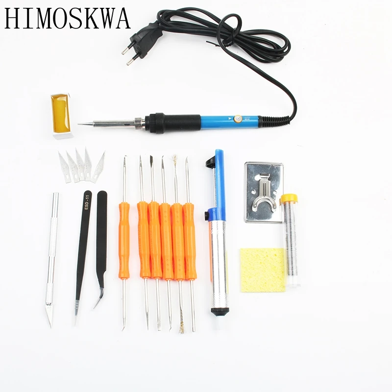 

Temperature Electric Soldering Iron 220V 110V 60W Welding Solder Rework Station Heat 5pcs Tips Repair Tool pliers Tweezers knife