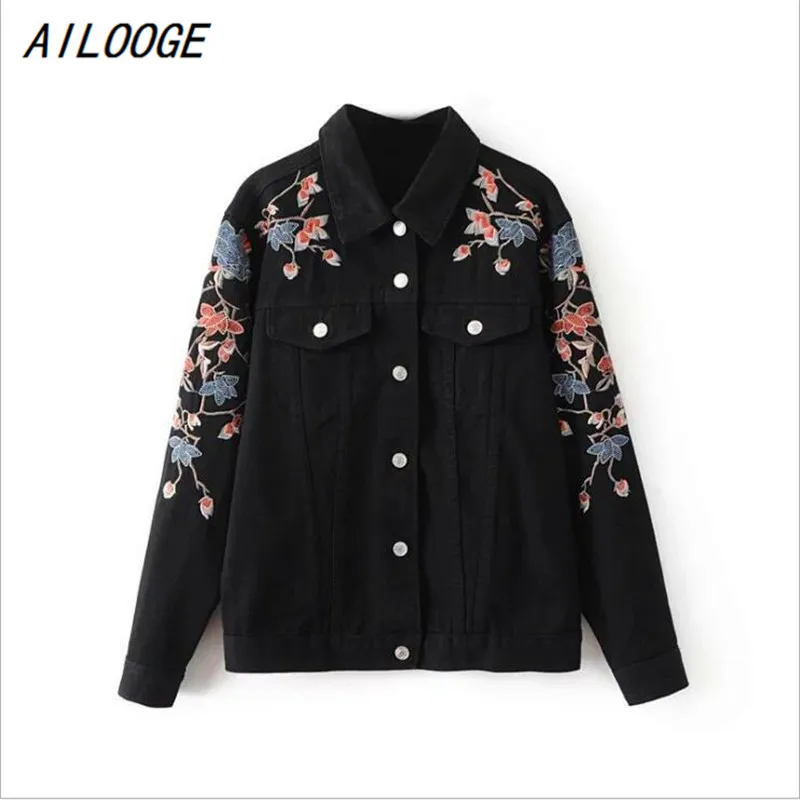 AILOOGE 2017 women denim jacket and female jeans jacket casual pure color flowers embroidered cowboy jacket coat
AILOOGE 2017 women denim jacket and female jeans jacket casual pure color flowers embroidered cowboy jacket coat