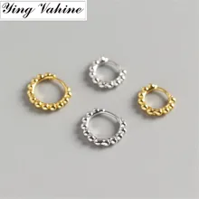 Ying Vahine Hàn Quốc Đồ Trang Sức Đơn Giản Vàng Vòng Bông Tai 100% 925 Sterling Silver Bạc Nhỏ Vòng Hạt Stud Earrings đối với Phụ Nữ(China)