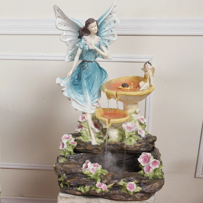 European flower fairy Feng Shui lucky decoration water fountain decoration crafts large living room humidifier
European flower fairy Feng Shui lucky decoration water fountain decoration crafts large living room humidifier