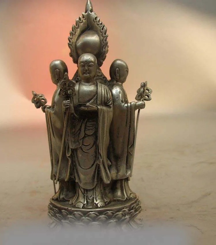 Tibet Buddhism White Copper Silver Four Side Jizo Ksitigarbha Xuan zang Statue SD 506
Tibet Buddhism White Copper Silver Four Side Jizo Ksitigarbha Xuan zang Statue SD 506