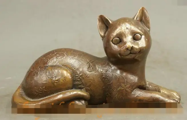 S7208 10" Folk Chinese Bronze Art Flower Wealth Lovely Fortune Cat Statue Sculpture D0317
S7208 10" Folk Chinese Bronze Art Flower Wealth Lovely Fortune Cat Statue Sculpture D0317