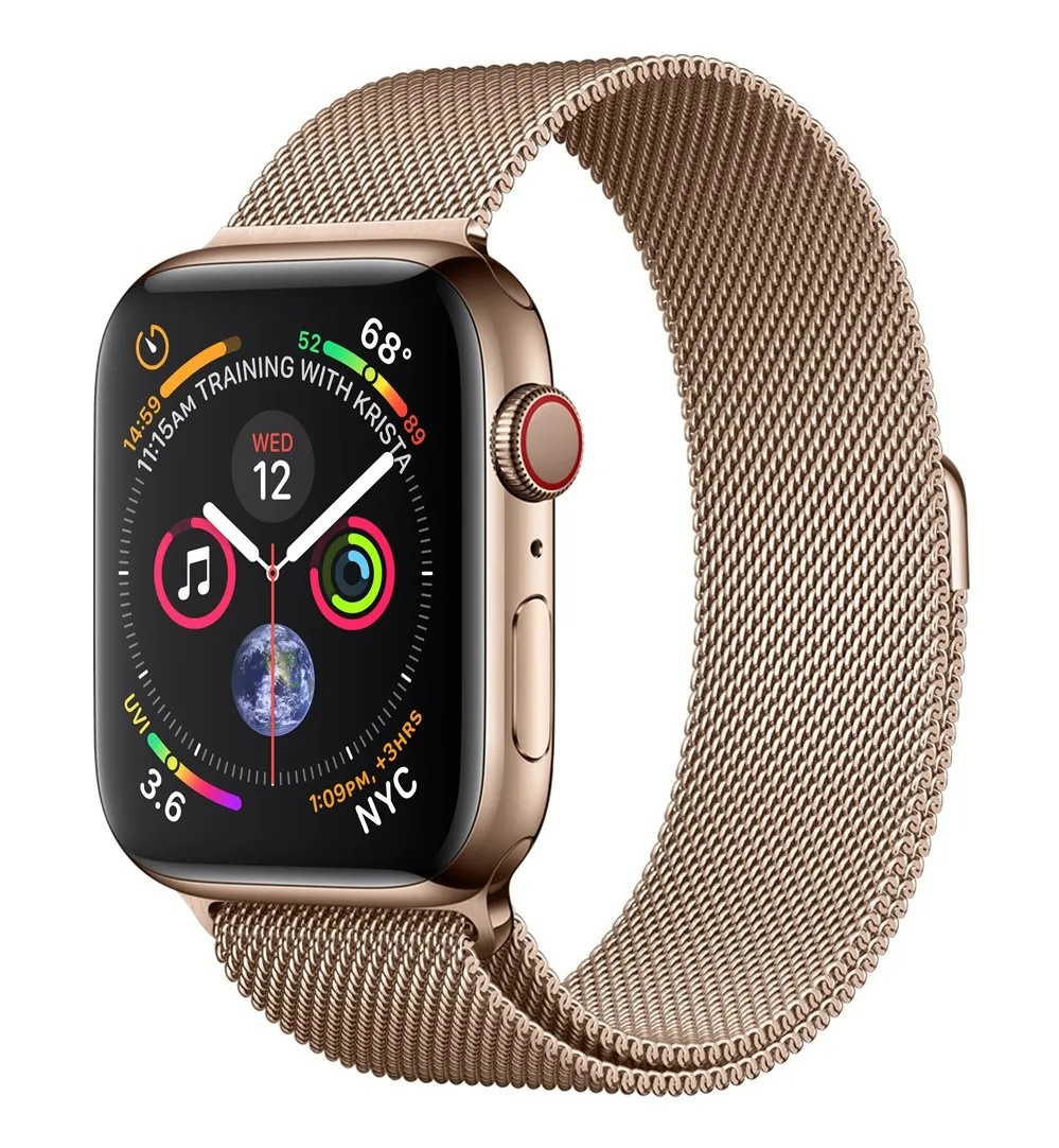 Apple Watch Watch Series 4, OLED, Touchscreen, GPS (satellite), Mobile, 47.9 g, Gold
Apple Watch Watch Series 4, OLED, Touchscreen, GPS (satellite), Mobile, 47.9 g, Gold